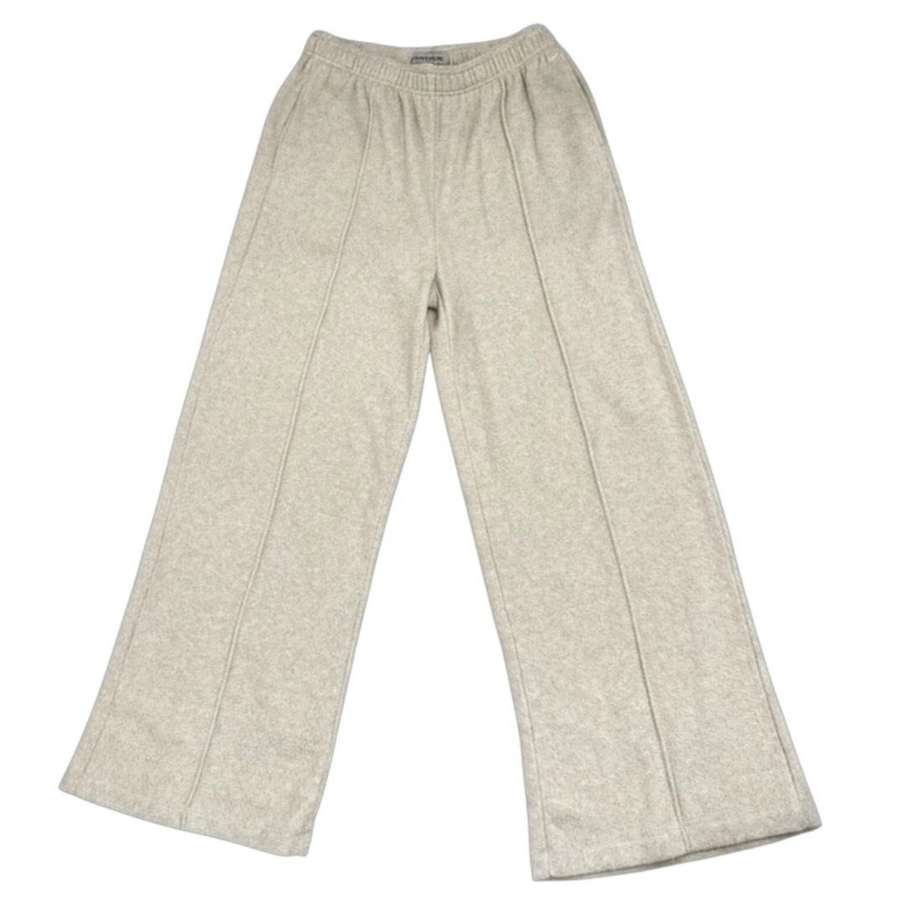 Outerknown Hightide Wide Leg Pants Womens L Beige Organic Cotton Terry Toweling